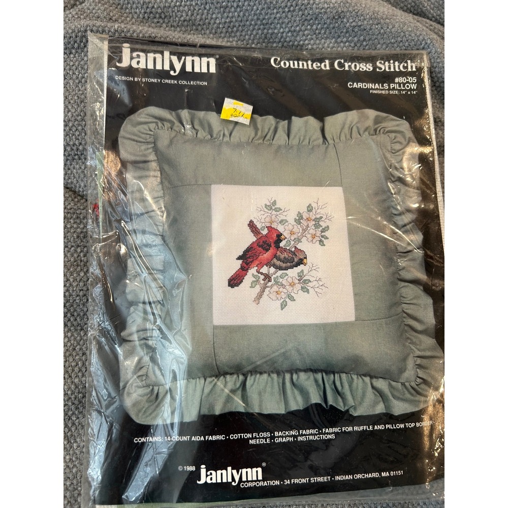 Janlynn Counted Cross Stitch Cardinal Family Pillow Kit‎ 60-05 New